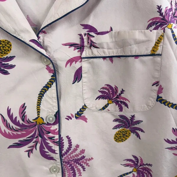 Print Fresh Anthropologie S‎ Small Pajama Top Palm Trees Short Sleeve Pineapples - Image 4