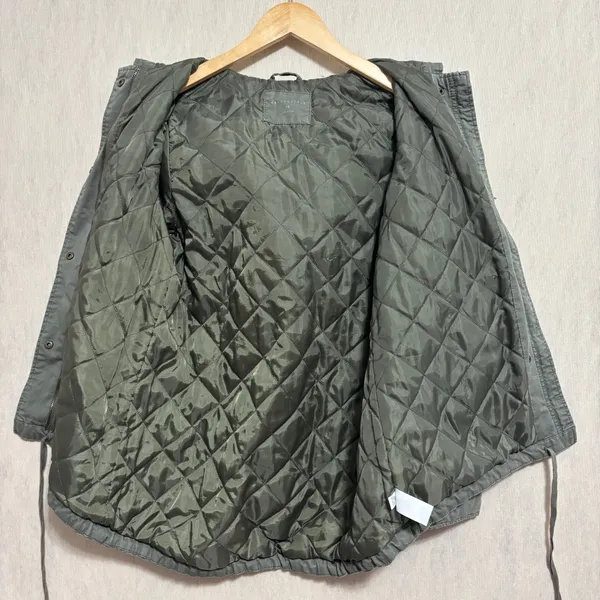 Aeropostale Utility Parka Jacket Olive Green Quilted Lined Hooded Anorak XS - Image 7