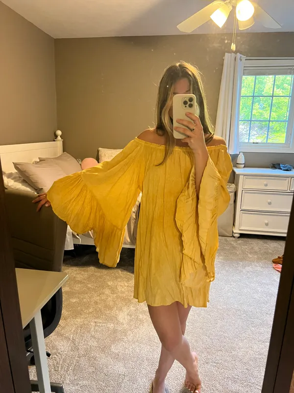 Boutique Yellow Flowy Dress - Image 2