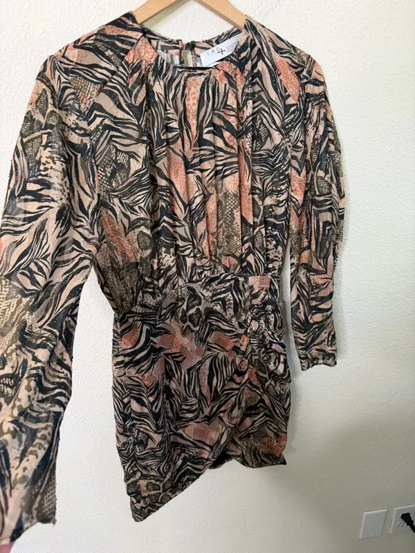 IRO Fenian Abstract Animal Print Ruched Mini Dress Snakeskin Zebra Size‎ 36 / 4 - Image 6