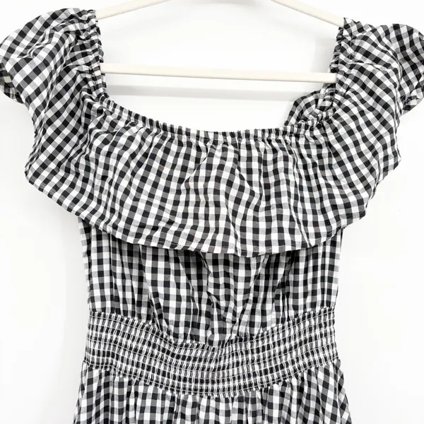 Chelsea & Theodore Womens Gingham Smocked Cottagecore Picnic Milkmaid Dress XL - Image 4