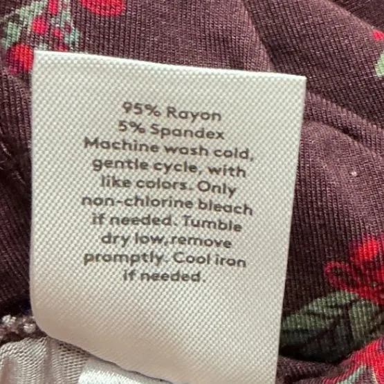 Abound Womens Pajama Pants Large Burgundy Floral‎ Rayon Spandex NWT - Image 5