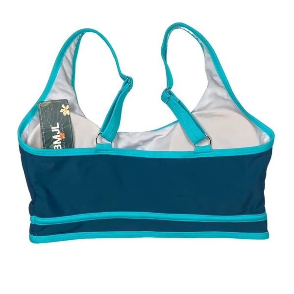 BMJL Swim Top Women's Size S Teal Blue Padded Removable Cups Adjustable Straps - Image 2