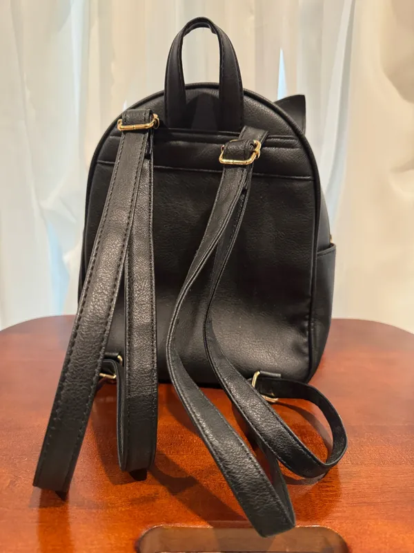 Under One Sky Black Quilted Cat-Ear Faux Leather Backpack - Image 3