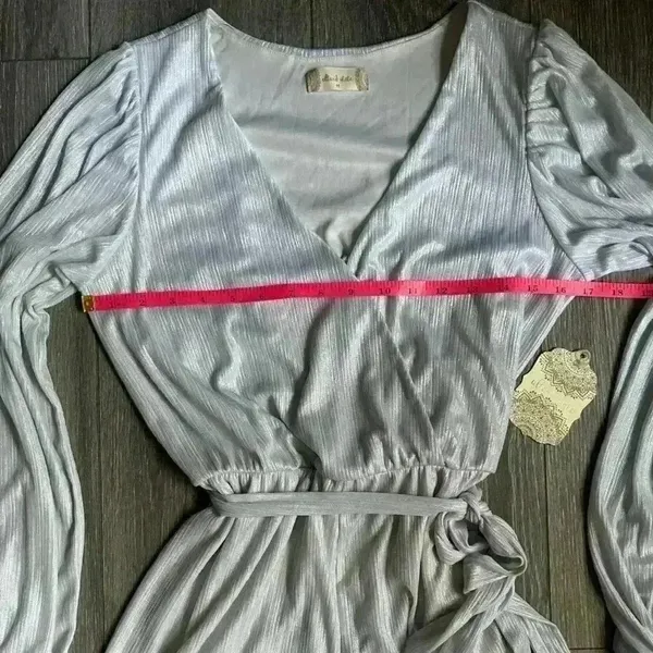 NEW Altar’d State Silver Long Sleeve Surplice Romper Size M - Image 6