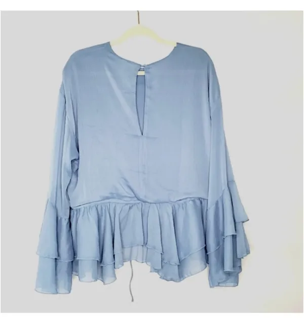 Anthropologie Long Sleeve Ruffle Tunic Size L Feminine Flowy Blouse Fairy - Image 6
