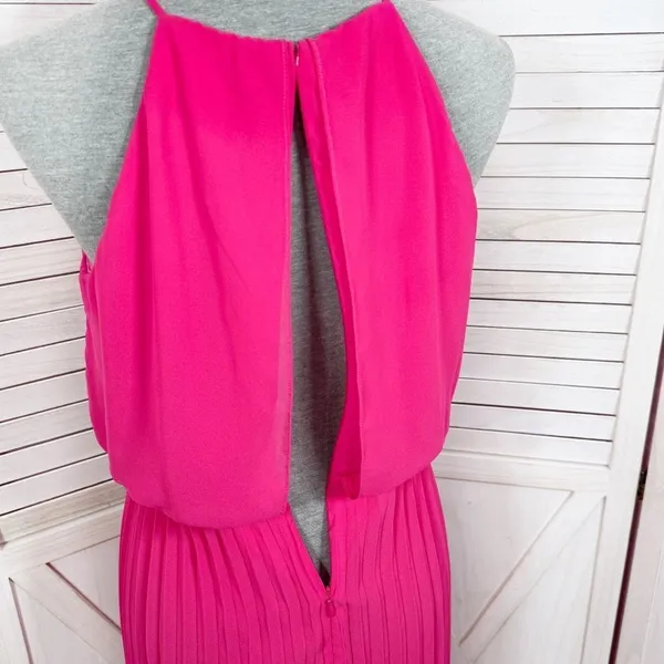 Sam Edelman‎ Pleated Skirt Fit Flare Sleeveless Midi Dress Sundress Pink Small - Image 8