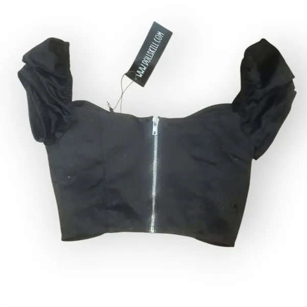 DOLLS KILL CURRENT MOOD joy‎ is fleeting black silver butterfly crop top xs nwt - Image 6