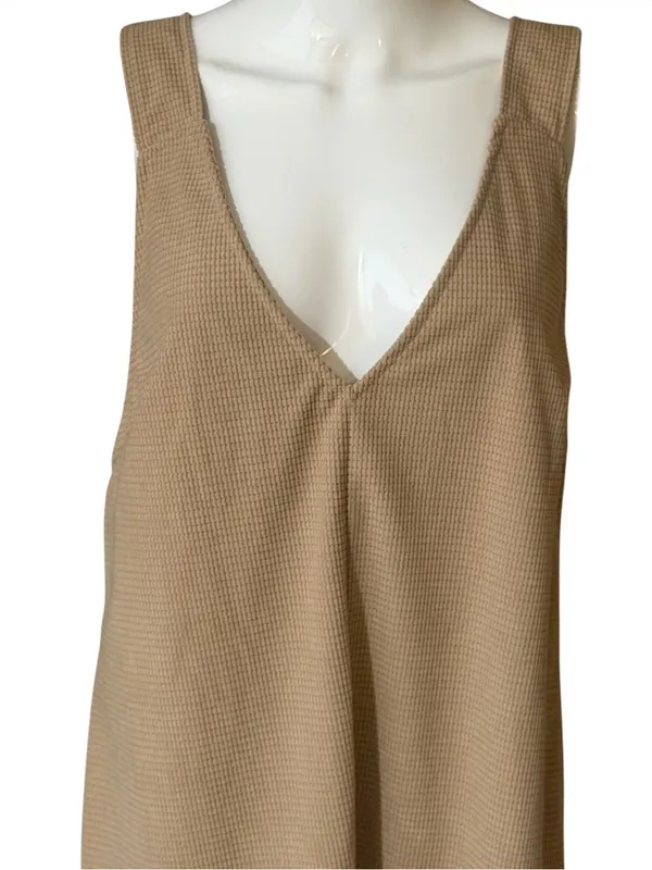 SHEIN Beige V-Neck Sleeveless Mini Dress - Image 2