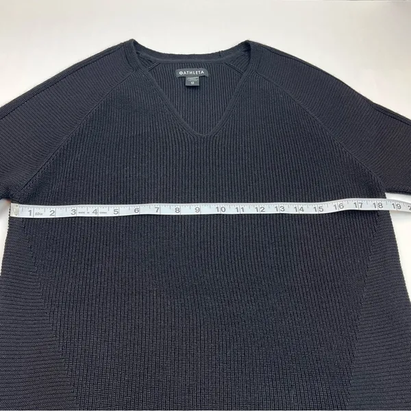 Athleta Women Black Hanover Merino Wool Blend V-Neck Sweater Top Athletic SZ XS‎ - Image 6