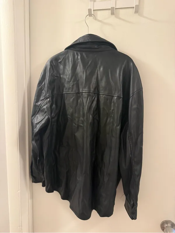wild fable Black Faux Leather Overshirt Jacket - Image 4
