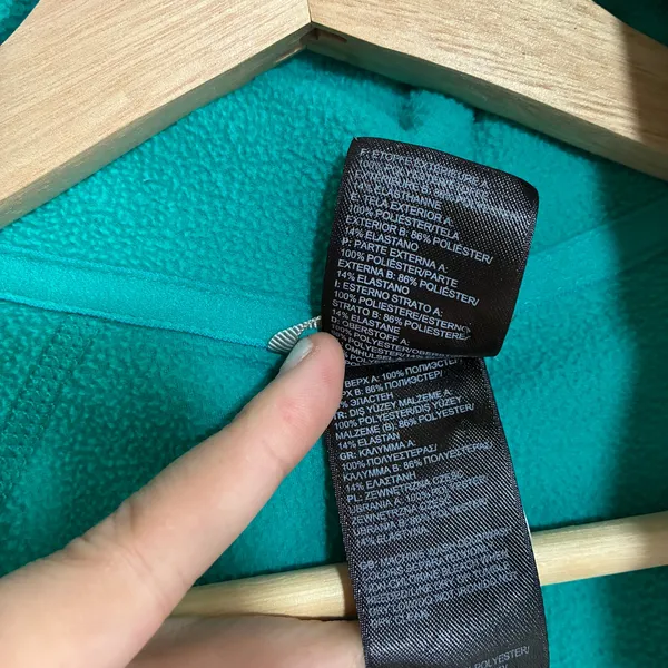 The North Face turquoise quarter zip fleece sweater women's L sleeve pocket - Image 5