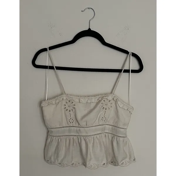 Zara Embroidered Peplum Top Beige/ Cream Size S New with Tags Women’s - Image 3