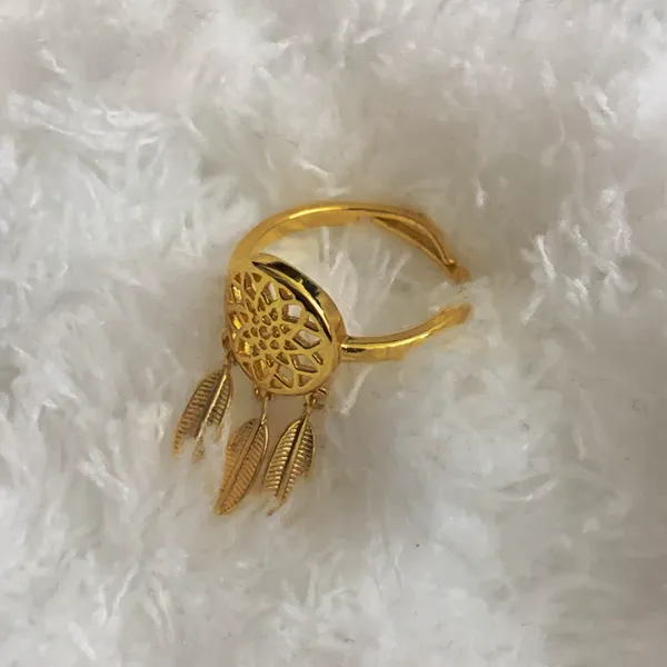 Handmade Dream Catcher Statement Ring Gold - Image 3
