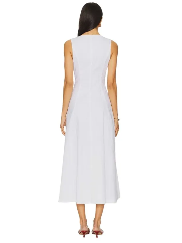 Bardot x REVOLVE Cordelia Linen Midi Dress in Orchid White 2 New Womens - Image 2