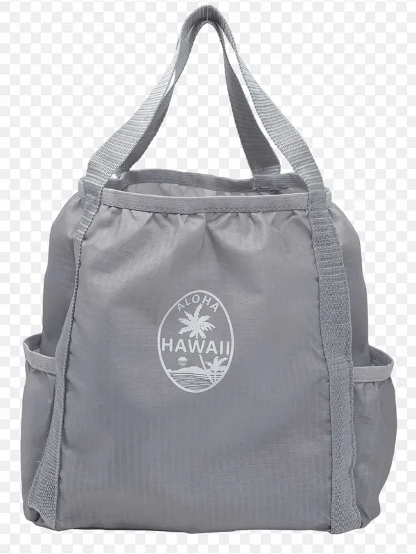 Aloha Hawaii Foldable 2‎ Tote Bag - Gray & Coral - Image 3