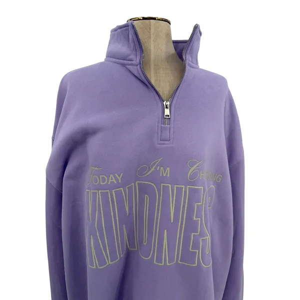 Mayfair Group Choose Kindness Quarter Zip Oversized Lavender‎ Sweatshirt XXL - Image 4