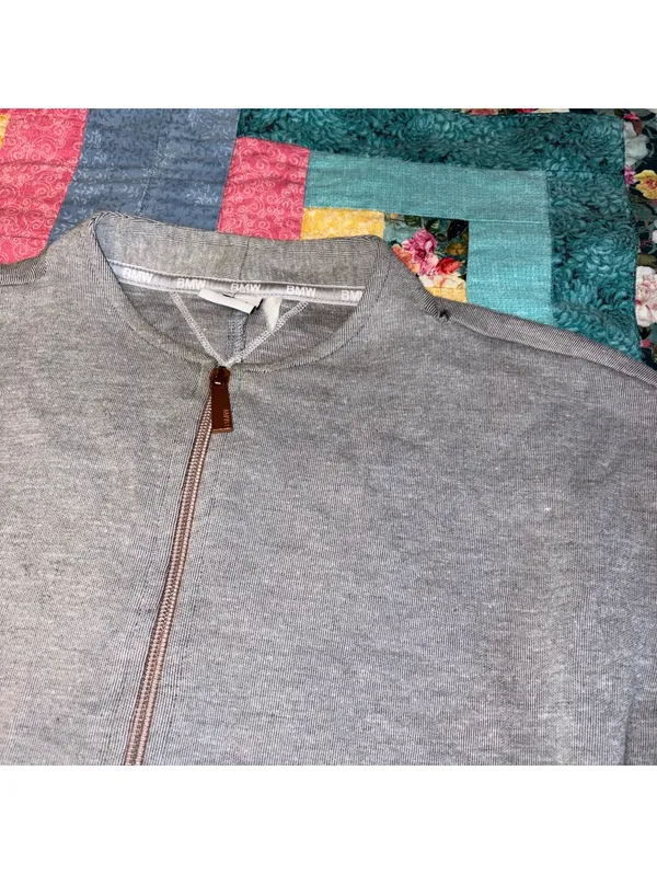 BMW $112 Woman’s S Gray Full Zip Sweat Jacket with Drawstring Hem Zip Pockets - Image 5