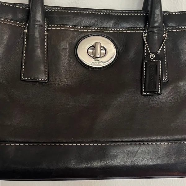Coach Hampton Madeline Black Leather Satchel Bag Y2K Vintage Carryall Purse - Image 3