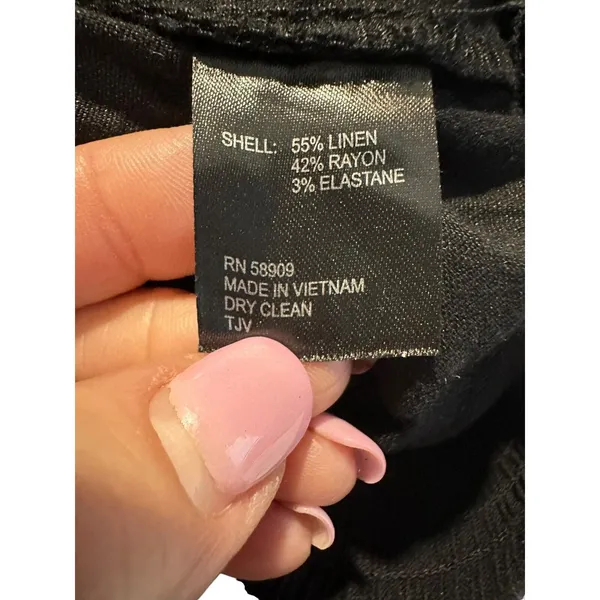 Anthropologie GIANNI BINI Size Medium Linen Blend Black Cuffed Stretch #OP13-1‎ - Image 8