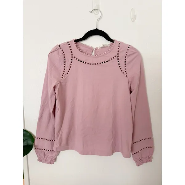 Boden Mila Long Sleeve 100% Cotton Eyelet Top Sz 6 - Image 2