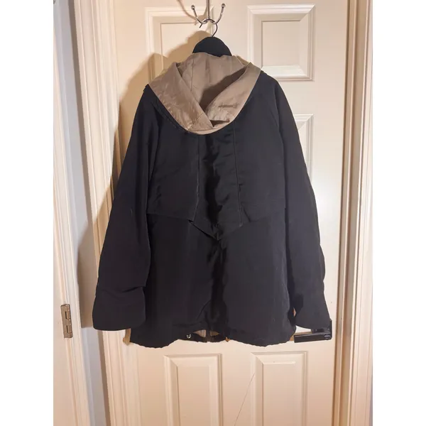 Fleet Street Ltd Womens Black Tan Plaid Lined Hooded Anorak Jacket Size M - Image 7