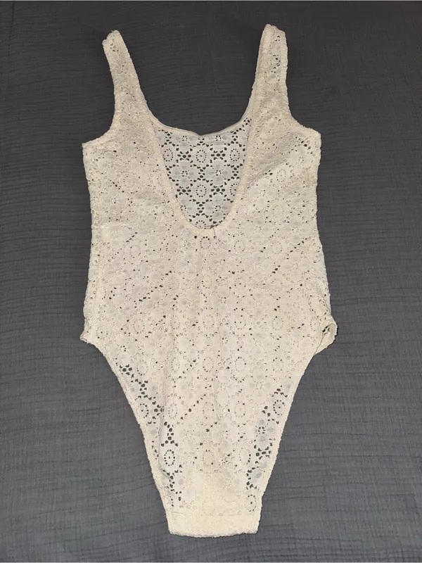 Zara Cream Lace One-Piece Bodysuit - Image 3