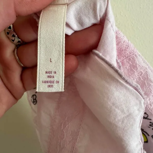 Lyrebird Pink Cottagecore Cotton Sleeveless Embroidered Lace Button Down Top L - Image 4