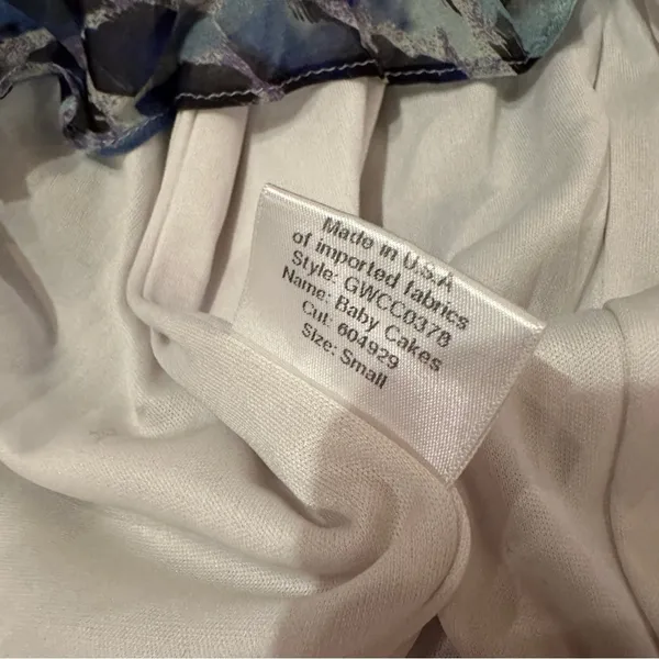 RTR Katie May Baby Cakes Off White & Blue Printed Strapless‎ Maxi Dress Sz S - Image 8