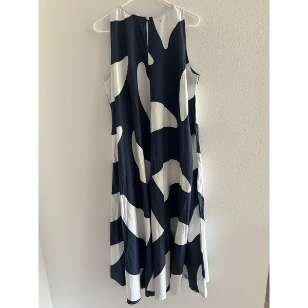 Tilla Dress Womens L/XL Blue White‎ Sleeveless Abstract Art Modern Resort Travel - Image 2