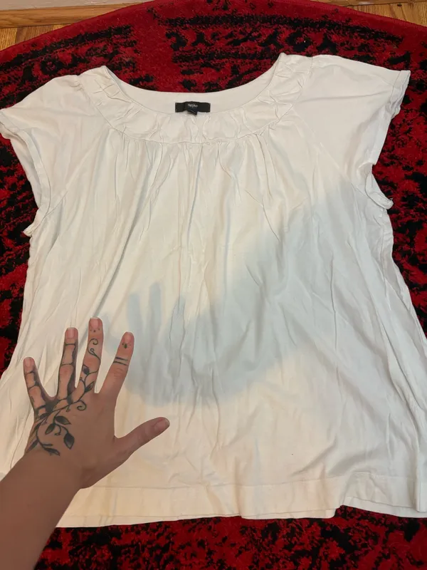 white lightweight plain summer blouse / top Size 28W - Image 9