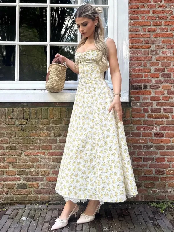 House of CB Rosalee White Vintage Floral Print Cotton Bustier Sundress XS - Image 7