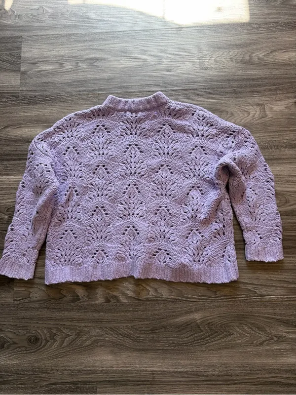Aerie Lavender Openwork Crewneck Sweater Medium - Image 6