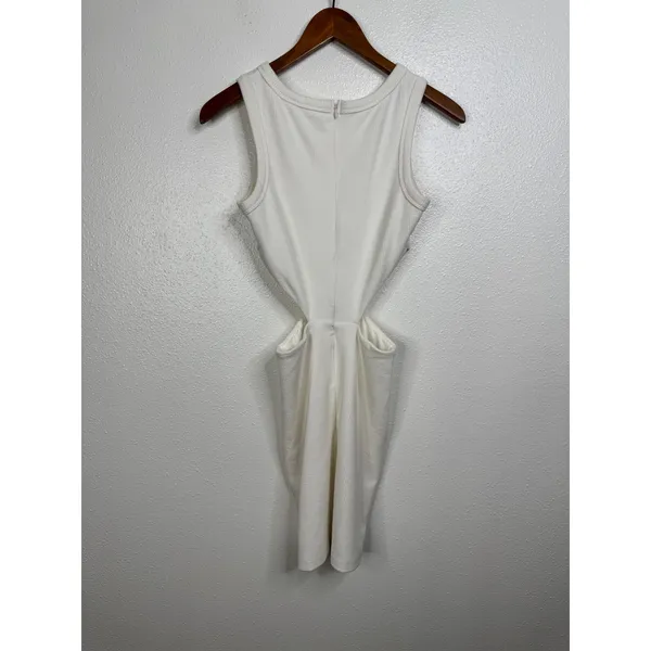 Sabo Skirt White Textured Cut Out Mini Dress Womens Size‎ XS Sleeveless Bodycon - Image 2