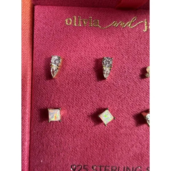 NEW IN BOX Olivia And Jackson 4 Earrings Set 925 Silver Cubic Zirconia Opalite - Image 8