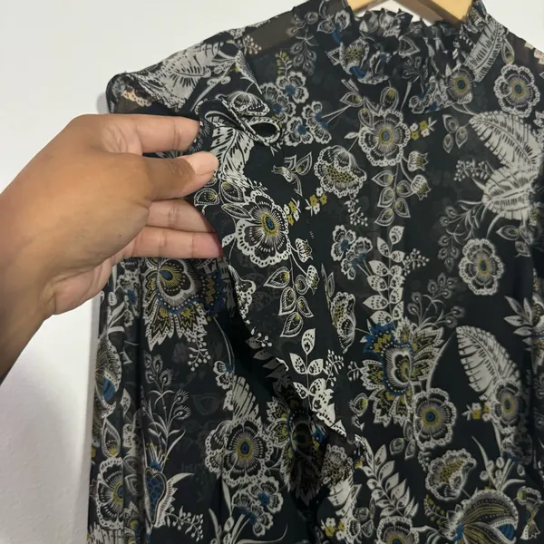 Bailey 44 Viola Floral Ruffle Chiffon Mini Dress Black Multi Size 6 Feminine‎ - Image 4