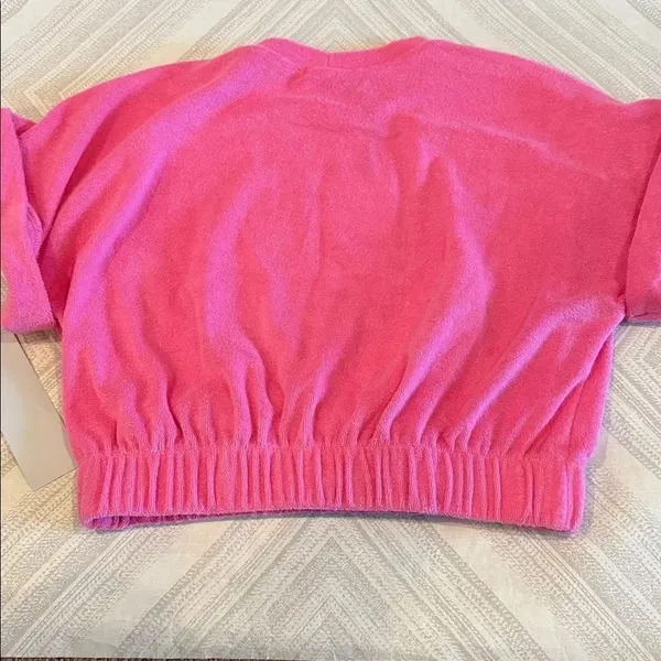 Elan Pink Terry Cloth Bubble Hem Top Size M NWT Short Sleeve Elastic Waist - Image 6