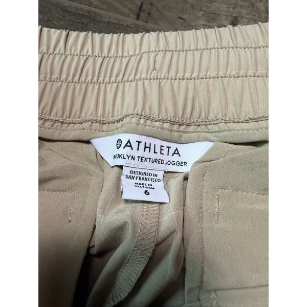 Athleta Brooklyn Textured Jogger Tan Windowpane Plaid Print - Image 4