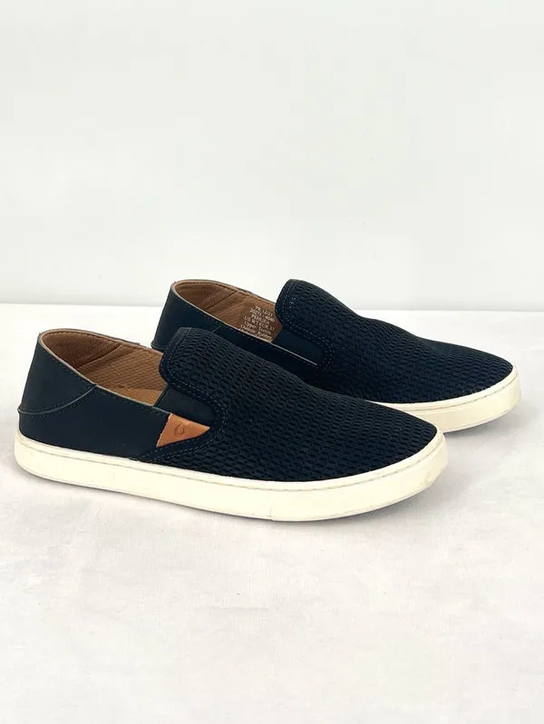 NWT OluKai Pehuea Black Mesh and Leather Drop-In Heel Slip On Sneakers Women's 7 - Image 9