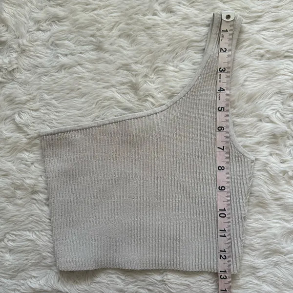 Aritzia Babaton Top Sculpt Knit One-Shoulder Cropped Tank Tight-fit Sz XS - Image 10