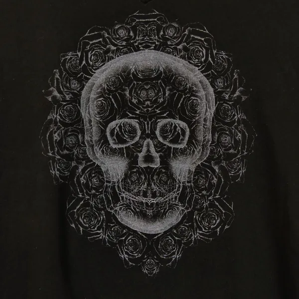 Skull Rose Graphic Tunic Top Women Size Free M/L Black Gothic Tee V-neck Y2K - Image 2