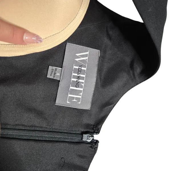 White by Vera Wang Black One-Shoulder Dress W/ Belt‎ Sash Size: 4 - Image 5