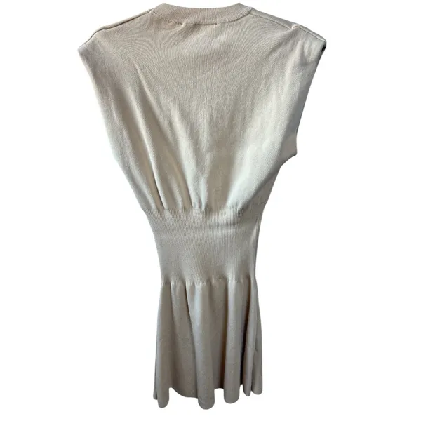 Zara Structured Sleeveless Knit Mini Dress in Cream Size Medium Quiet Luxury - Image 4