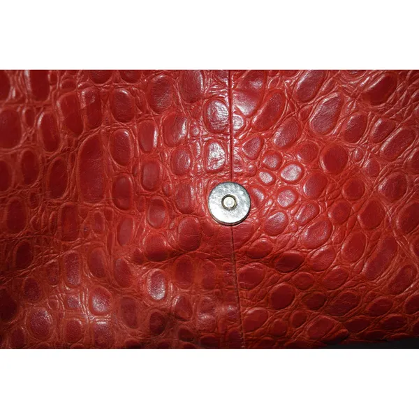 Vintage Shoulder Bag Women OS Red Good Faux Crocodile Embossed Slouch Hobo Retro - Image 7