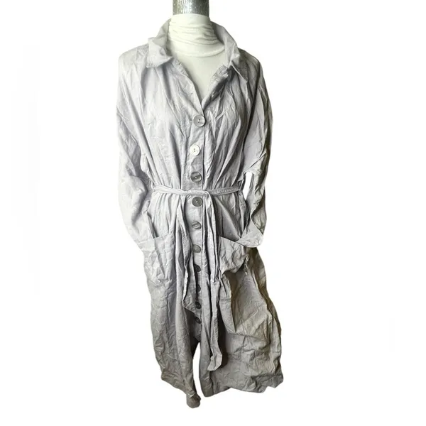 NEW Free People Meet Me In Montauk Duster Jacket Lavender Trench Dress Belted - Image 4
