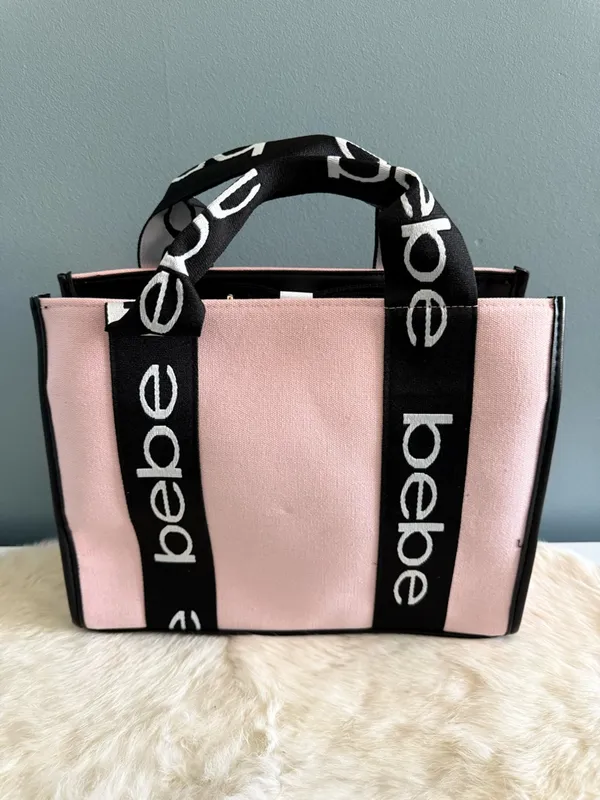 Bebe Hana Blush Pink Canvas Satchel - Image 2