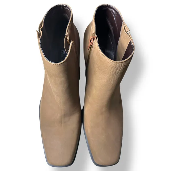 Etienne Aigner Women Ankle Boots 9M Saddle Brown‎ Zip Square Toe Equestrian Chic - Image 7