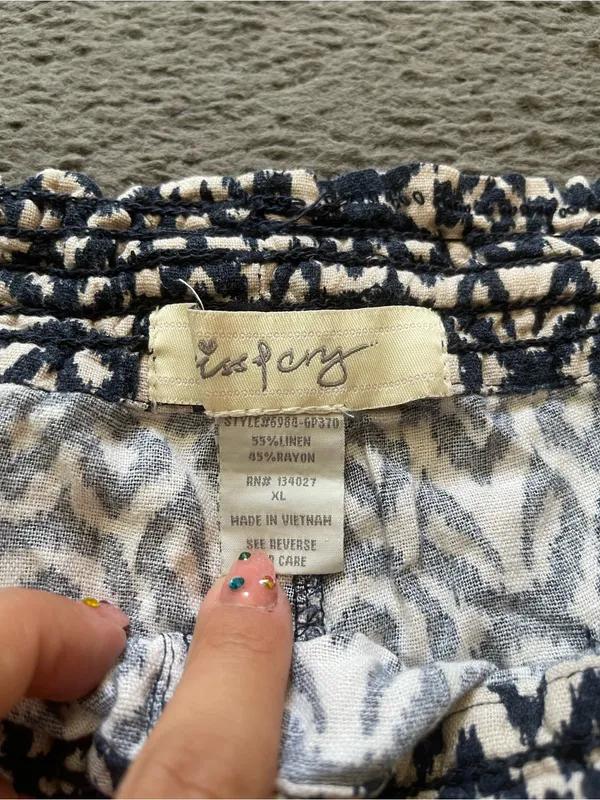 Patterned Navy and White Drawstring Athletic Shorts Size XL - Image 3
