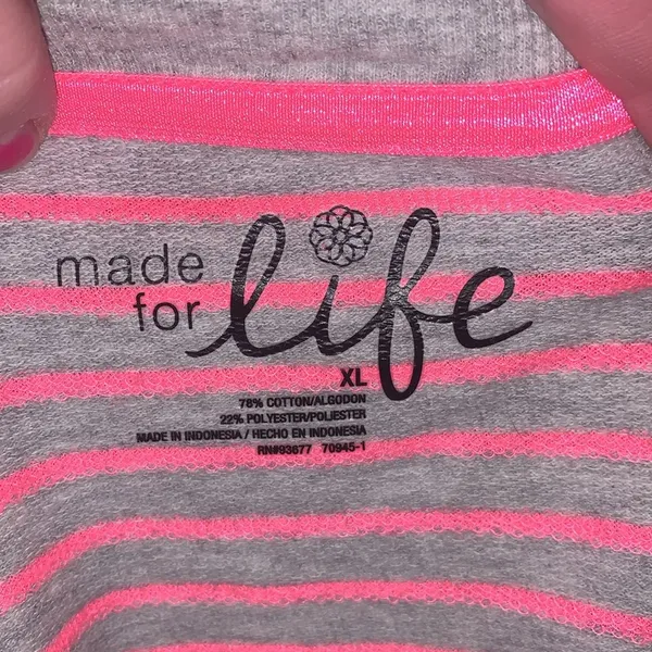 Made For Life pink grey striped casual pullover sweatshirt - Image 6