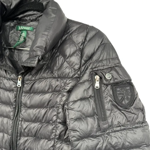 Lauren Ralph Lauren Womens Black Quilted Puffer Jacket Down Fill Size M No Hood‎ - Image 2